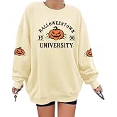 BANGELY Oversized Halloween Sweatshirt Women Spooky Season Pullover Top | Vintage Spooky Vibes Letter Print Long Sleeve Shirt Boo to you Sweatshirt Halloween Graphic Crewneck Tops Casual Sweater