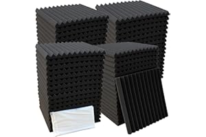 XIN&LOG 52 Pack Acoustic Foam Panel Wedge Studio Soundproofing Wall Tiles 12" X 12" X 1"