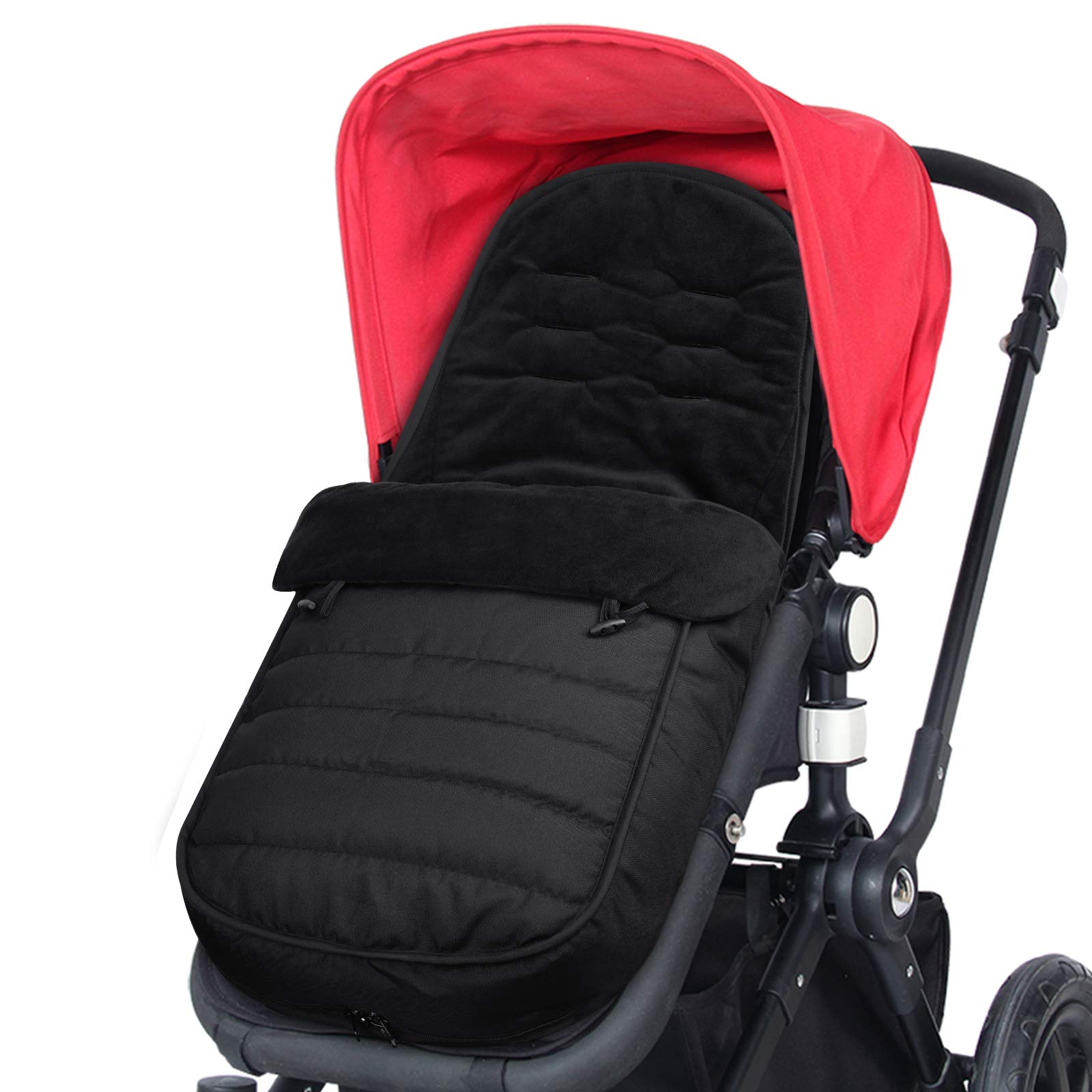 WD&CD Footmuff, Universal Baby Stroller Footmuff Baby Waterproof and Windproof Fleece Lined Pram 2 in 1 Footmuffs Black