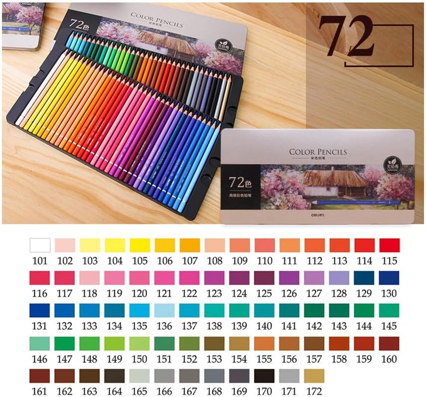 Yaohai Colored Pencils 24/36/48/72 Colors Oily Color Pencil Set Iron Box Colour Coloring Crayons Drawing Sketch Colored Pencils (Color : 72 Colors)