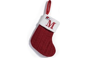 Abandi Knit Christmas Stocking with 26 Letter, 7.8 inch Mini Initial Christmas Stocking Decorations for Family Holiday Xmas P