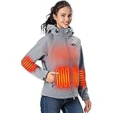 WASOTO Heated Jackets for Women 16000 mAh Battery Pack Lightweight Water-Resistant Slim Fit Heated Coat with Detachable