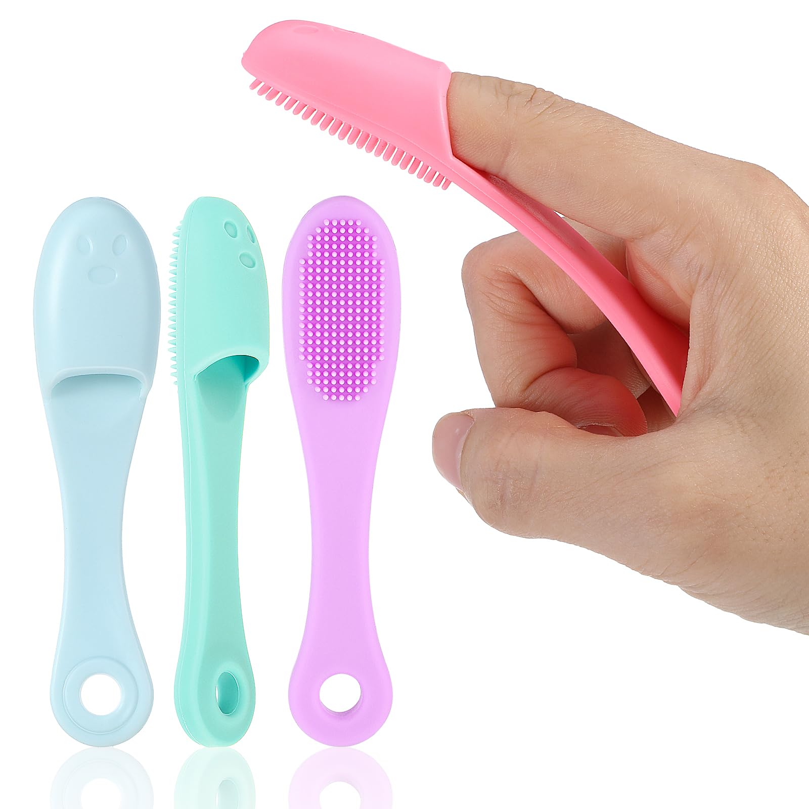 Photo 1 of 4 Pack Dog Finger Toothbrush, Dog Toothbrush Kit Surround Bristles for Easy Teeth Cleaning, Food Grade Silicone Dog Finger Toothbrush Fits Most Fingers, Toothbrush for Dogs & Cats Dental Care