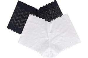 Women Panties Sexy & Fashion High Waist V-Shape Women's Panties, Breathable Lace Boyshorts, 90% Polyamide 10% Elastane