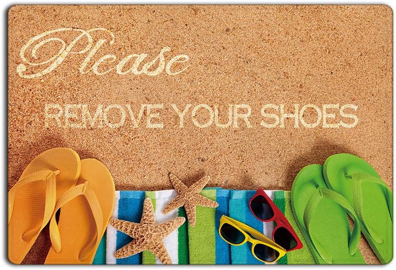 Chic D Please Remove Your Shoes Printed Doormat, Non-Slip Doormats, Size 23.6"(L) x 15.7"(W)