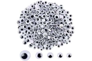 10PCS 12mm Self-Adhesive Wiggle Eyes for DIY Craft Project Animal Doll Making Supplies Mixed Black White Googly Eyes