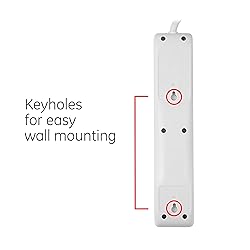 GE 6-Outlet Surge Protector, 2 Pack, 4 Ft Extension