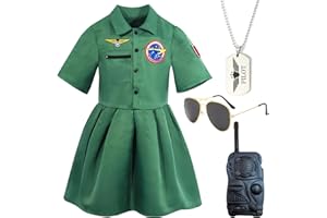 Kids Fighter Pilot Costume Air Force Flight Suit Halloween Cosplay Dress up Suit with Aviator Accessories Set for Girl