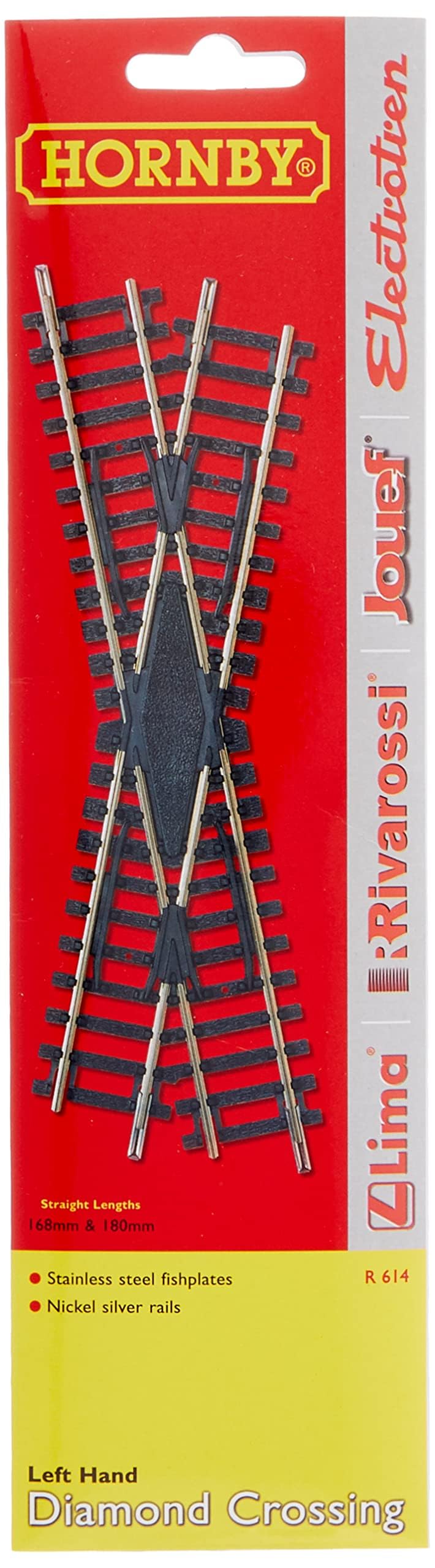 Hornby - R615 OO Gauge Right Hand Diamond Crossing Track - Extra Pieces for Model Railway Sets, Model Train Track Pieces - Scale 1:76