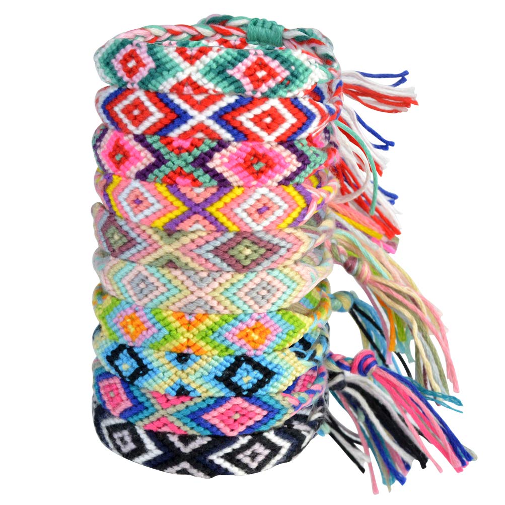 10pcs Woven Bracelets Handmade Friendship Colorful Braided Bracelet Wrist Ankle for Unisex Men Women