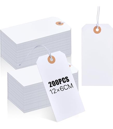 500-Pack Hang Tags with String Attached and Fasteners, Blank