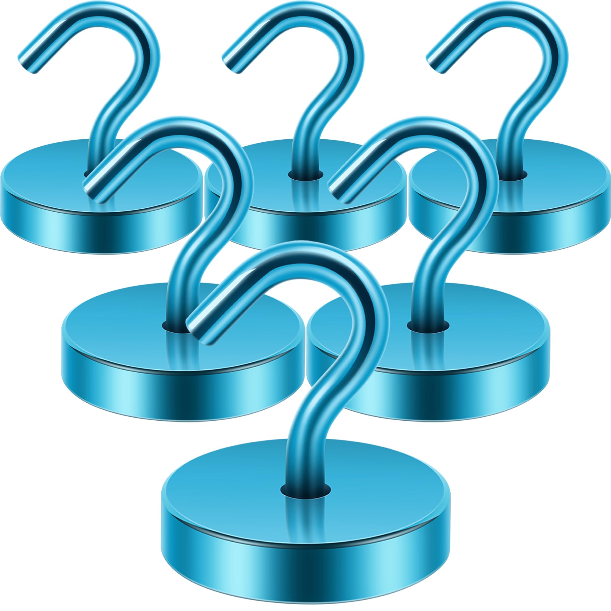 Neosmuk Magnetic Hooks, 120lb Extra Strong Magnet with Hook for Fridge,Heavy Duty Cruise Hook for Ceiling,Small Magnetic Holder for Van, Tool(RoyalBlue, Pack of 6)