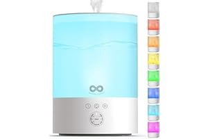 Everlasting Comfort 2.5L Top Fill Humidifiers for Bedroom, 2.5L - Quiet Easy to Fill & Clean, 24HR Runtime, Night Lights, Tim
