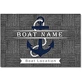 ENCYCOM Personalized Boat Doormat with Name and Location, Anchor Floor Mat Outdoor Indoor, Welcome Aboard Mats for Boats, Mat for Fishing Boat, Yacht, Ship 24x16 inches (Anchor Doormat 5)