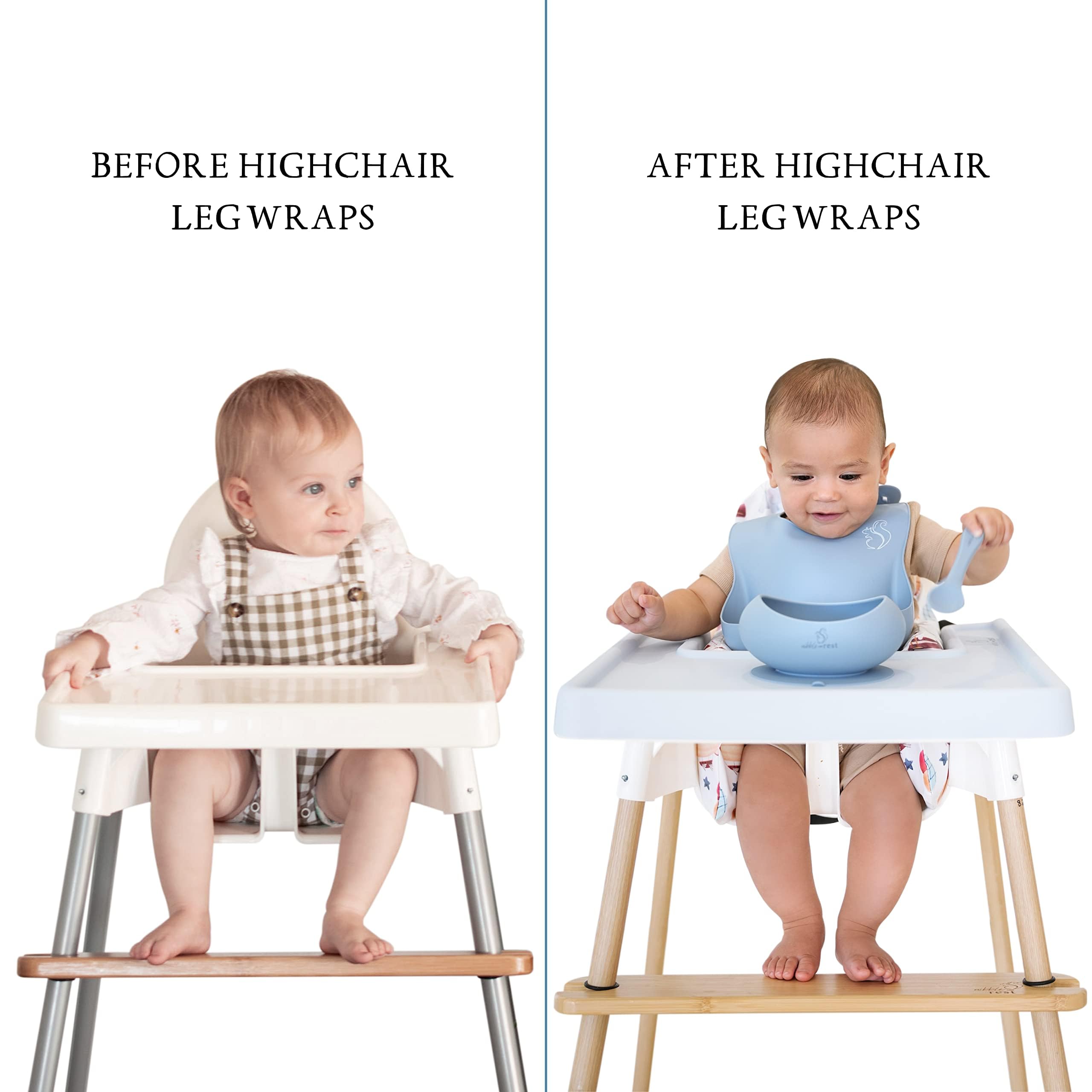 Highchair Decorative Leg Wraps, Bamboo Style, Highchair Accessories, Compatible with IKEA Antilop Highchair, Includes 4 Pre-Cut Adhesive Strips