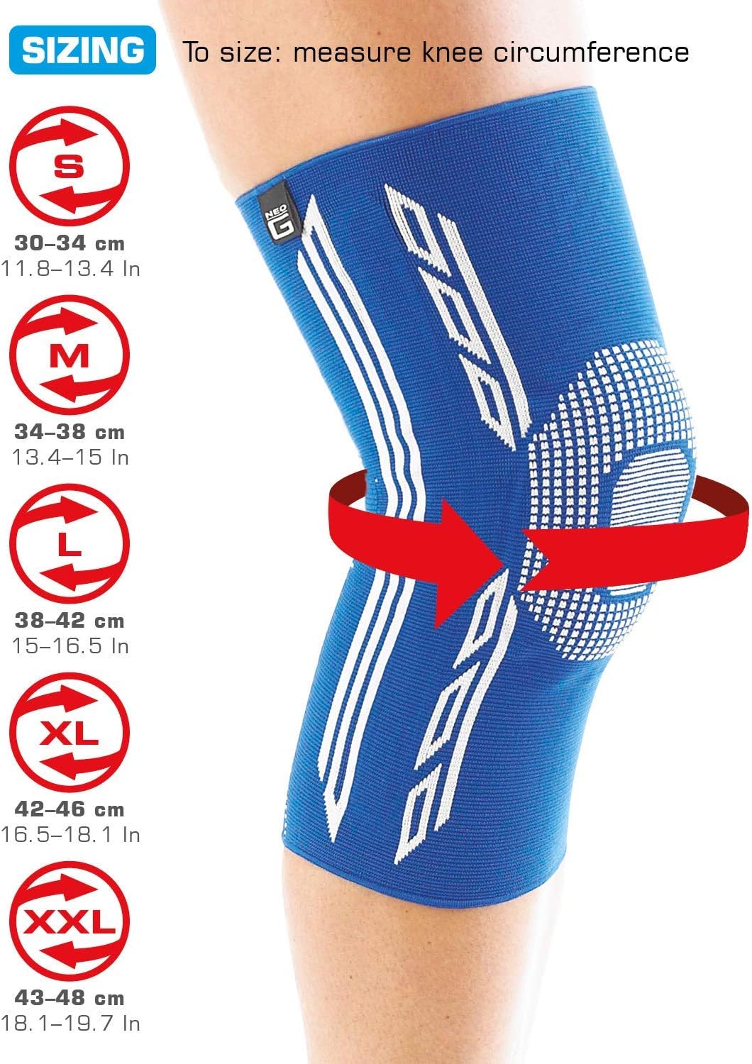 Neo-G Knee Support Brace with Silicone Patella Cushion and Spiral Stays for Joint Pain Relief Knee Injury Meniscus Tear Sprains Runners Knee - Image 4