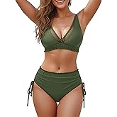 Blooming Jelly Womens Bikini Sets Push Up Two Piece Swimsuit Mesh Modest Bathing Suits Mid Rise Bottom