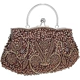 iToolai Satin Purse Evening Handbags Wedding Bag Beaded Sequins Clutch for Party