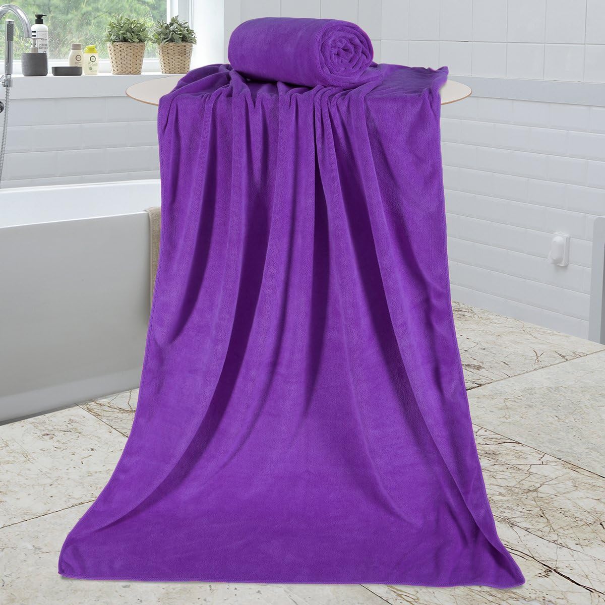 JML Microfiber Bath Towel 2 Pack(30" x 60"), Oversized, Soft, Super Absorbent and Fast Drying, No Fading Multipurpose Use for Sports, Travel, Fitness, Yoga, Grey: Home & Kitchen