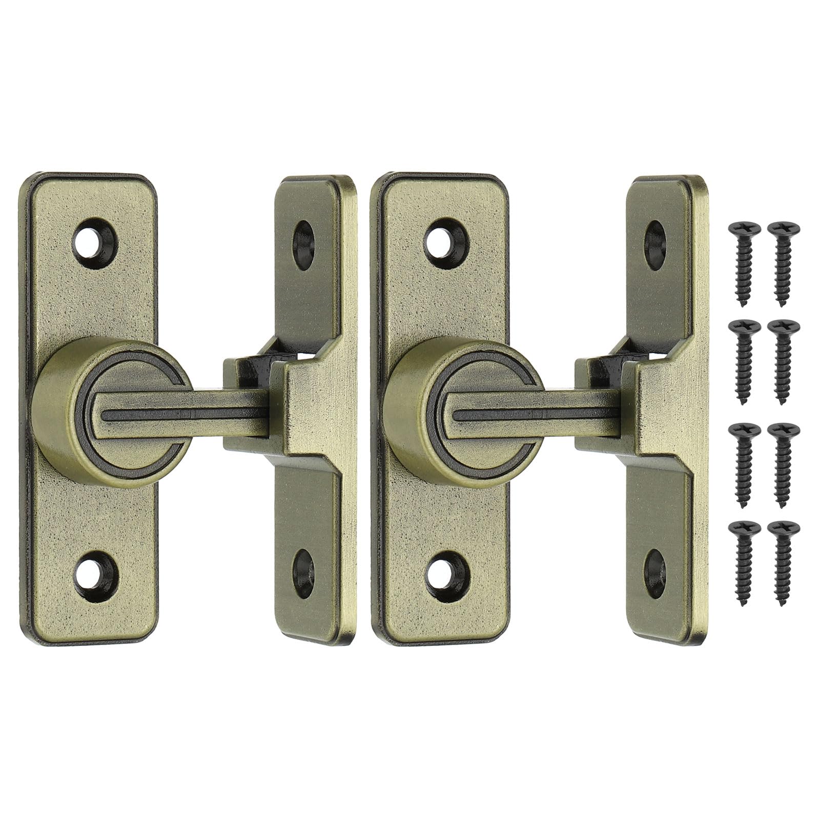 PATIKIL 90 Degree Barn Door Lock, 2 Pack Flip Latches Zinc Alloy Safety Sliding Door Bolt Latch Lock for Garden Garage Bathroom Gate, Bronze