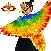 iROLEWIN Double-Sided Bird-Wings-Costume for Kids Parrot-Costume 3D Bird Mask as Toddler Dress-Up Animal Birthday Gifts Toy