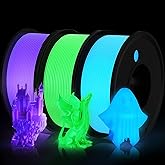 Haosegd 3D Printer Filament PLA Glow in The Dark 1.75mm 3-D Printing Materials 3 Colors Bundle Print Filiment 1.75 mm Green Blue Purple Fillament Accuracy ±0.05mm Spool Vacuum Packaging 250G X 3