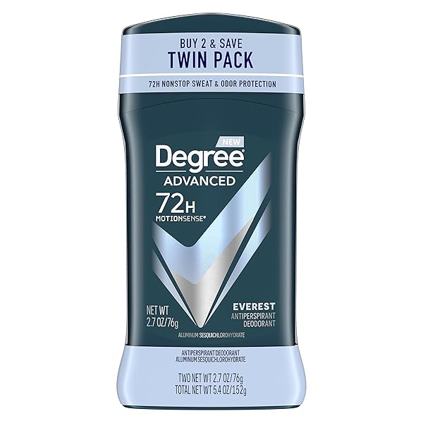 DEGREE MEN ANTIPERSPIRANT DEODORANT 72-HOUR SWEAT AND ODOR PROTECTION EVEREST ANTIPERSPIRANT FOR MEN WITH MOTIONSENSE TECHNOLOGY 2.7 OZ, TWIN PACK