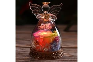 Aastin Angel Gifts for Women, Mom, Grandma, Preserved Real Rose in Glass Angel Figurine with LED Light, 1PSC Rose Gifts on Mother's Day, Christmas, Birthday, Valentine's Day (Multicolor)