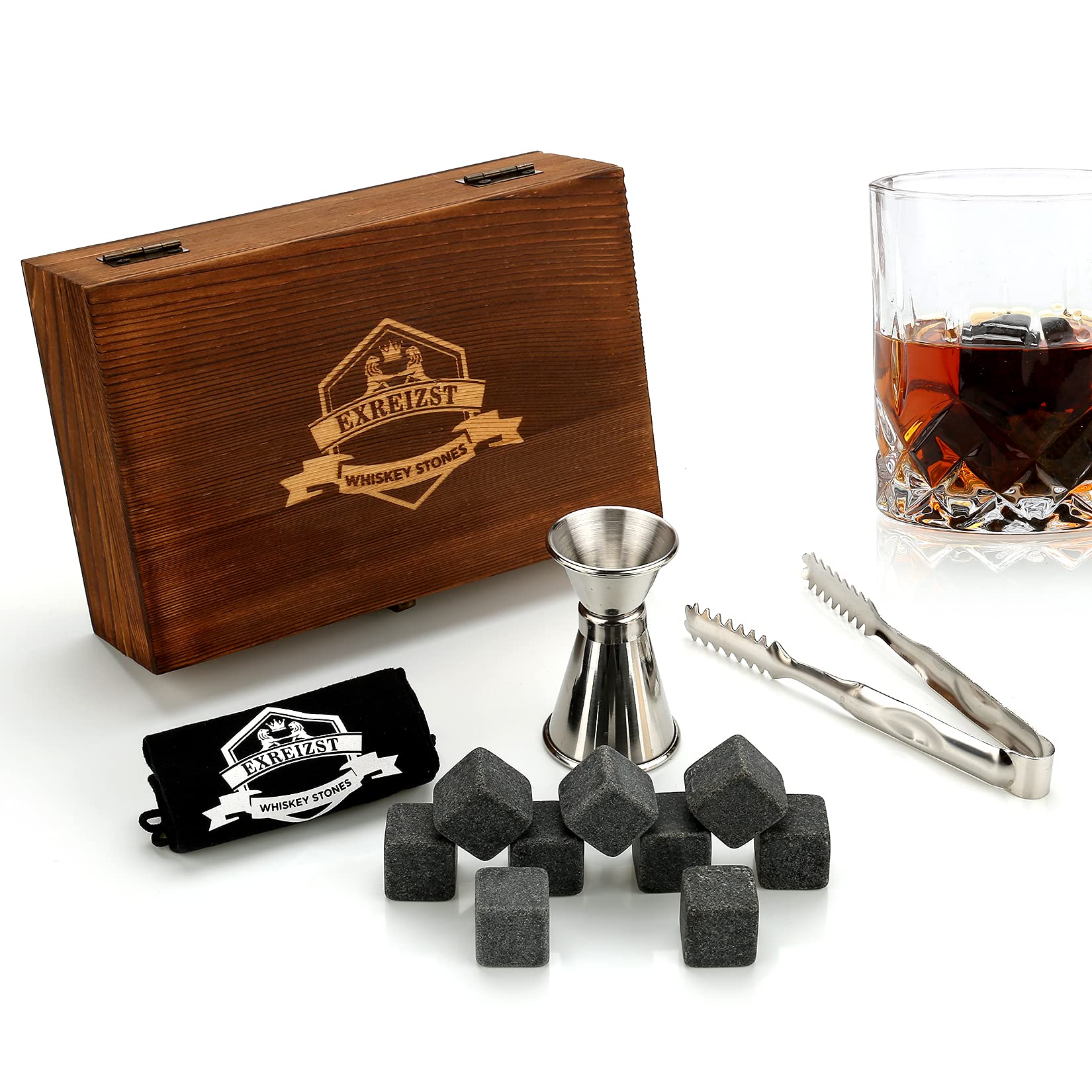 whiskey stones,whisky stones gifts for men Set of 9 Reusable Chilling Whisky presents for dad Women gifts for boyfriends dad birthday presents (funnel shape)