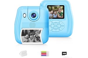 WEOLULI Kids Camera Instant Print, Birthday Gifts for 3 4 5 6 7 8 9 Year Old Girls Boys,Digital Camera for Toddler,Toys for Kids Age 4-8 with 3 Rolls Print Paper,32GB Card(Blue)