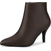 Allegra K Women's Pointed Toe Zipper Stiletto Heel Coffee Ankle Boots 8 M US