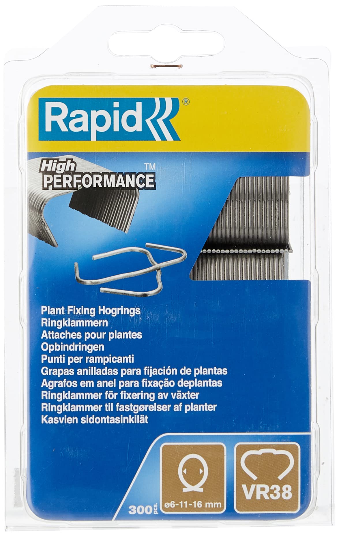 Rapid High Performance Galvanised Garden Hog Rings, 6-16 mm, 300 Pieces