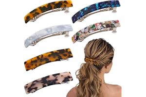 FUMWASE 6PCS Hair Accessories for Women - Barrettes for Long Hair Daily Use (Beige, Tortoiseshell, Color, Olive Green, White, Leopard)
