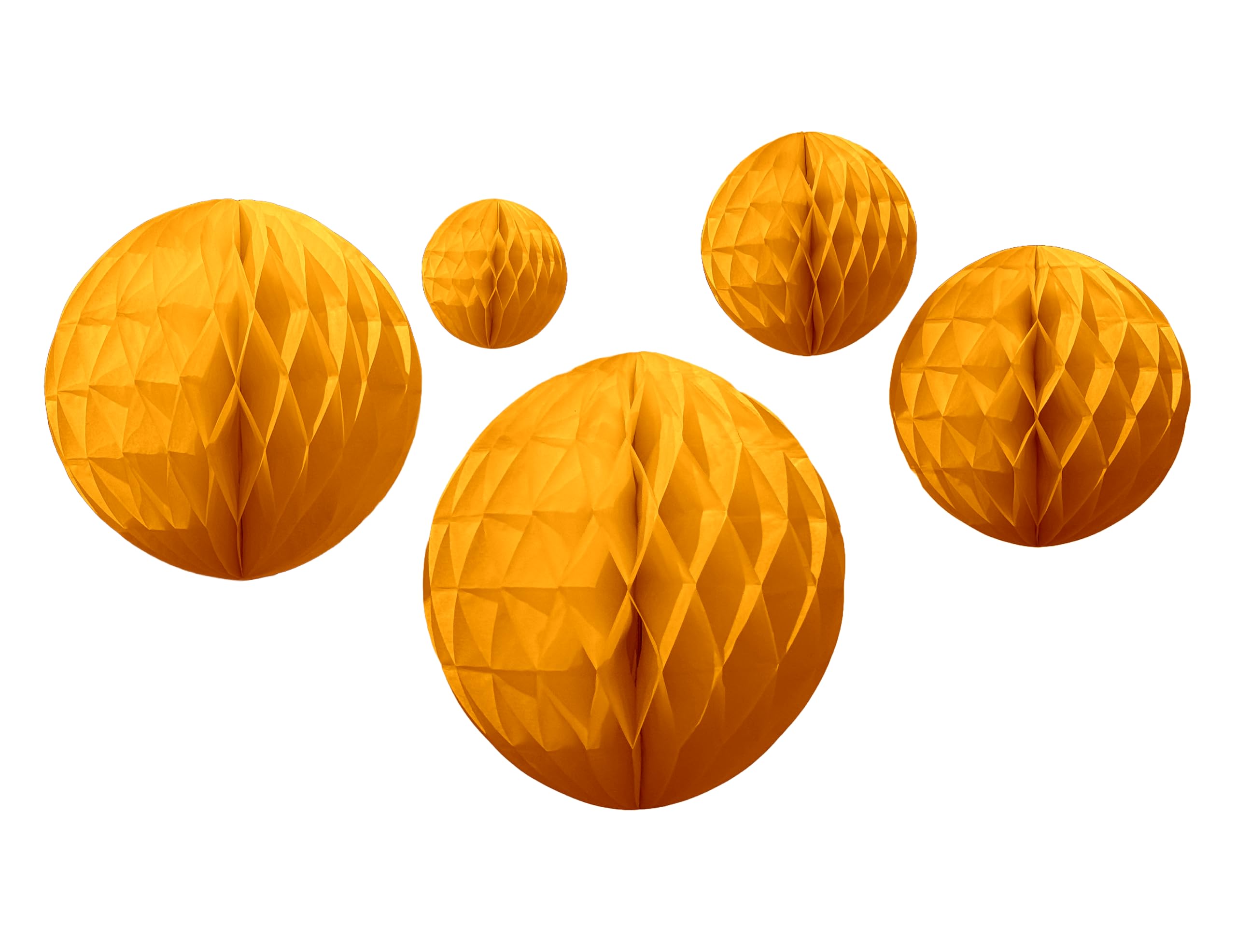 Tangerine Paper Honeycombs, 10cm-30cm (5 Pack)