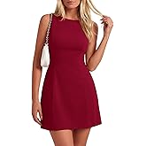 Okiwam Womens Summer Dresses Sleeveless Boat Neck A Line Mini Dress Elegant Business Cocktail Party 2026 Spring Clothes-M Wine Red