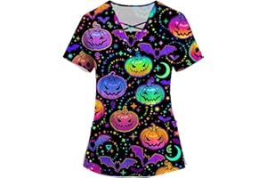 AAZJSS Scrub Tops for Women Short Sleeve Working Uniform with Pocket