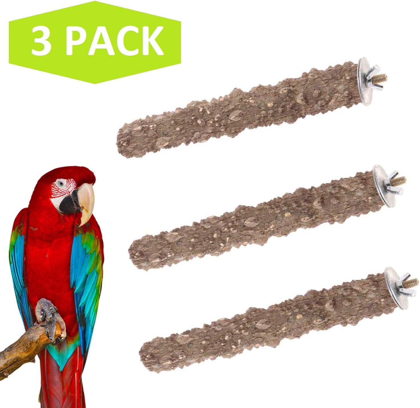 MwaBaiTx Natural Parrot Perch Set, Bird Chewing Toys Bird Perch Bird Stand Bird Cage Accessories (Type 3)