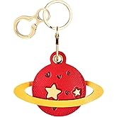 BORKUANA Leather Keychain Holder Case Compatible with AirTag,Cute Protective Air Tag Cover with Keyring