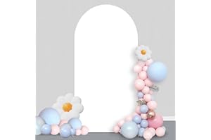 GILPWA 5.9FT Wedding Arch Cover, Arch Stand Background Spandex Covers Fitted Round Top Wall Backdrop Stretchy Fabric for Wedding Ceremony Birthday Party Banquet Decoration White