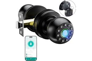 HaiZR Smart Door Lock, Keypad Door Lock Set, 4-in-1 Keyless Entry Door Lock with APP/Fingerprint/Numeric Keypad and Key Optio