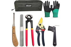 JDBLGJD Farrier Tools,8 inch Farrier Tool Kits （7 Piece） Goat Hoof Trimmers Mini Rasp Hoof File Goat Pig Equine Metal Shears Professional Farriers Hoof Nipper Cutter Handle Knife Goat Supplies