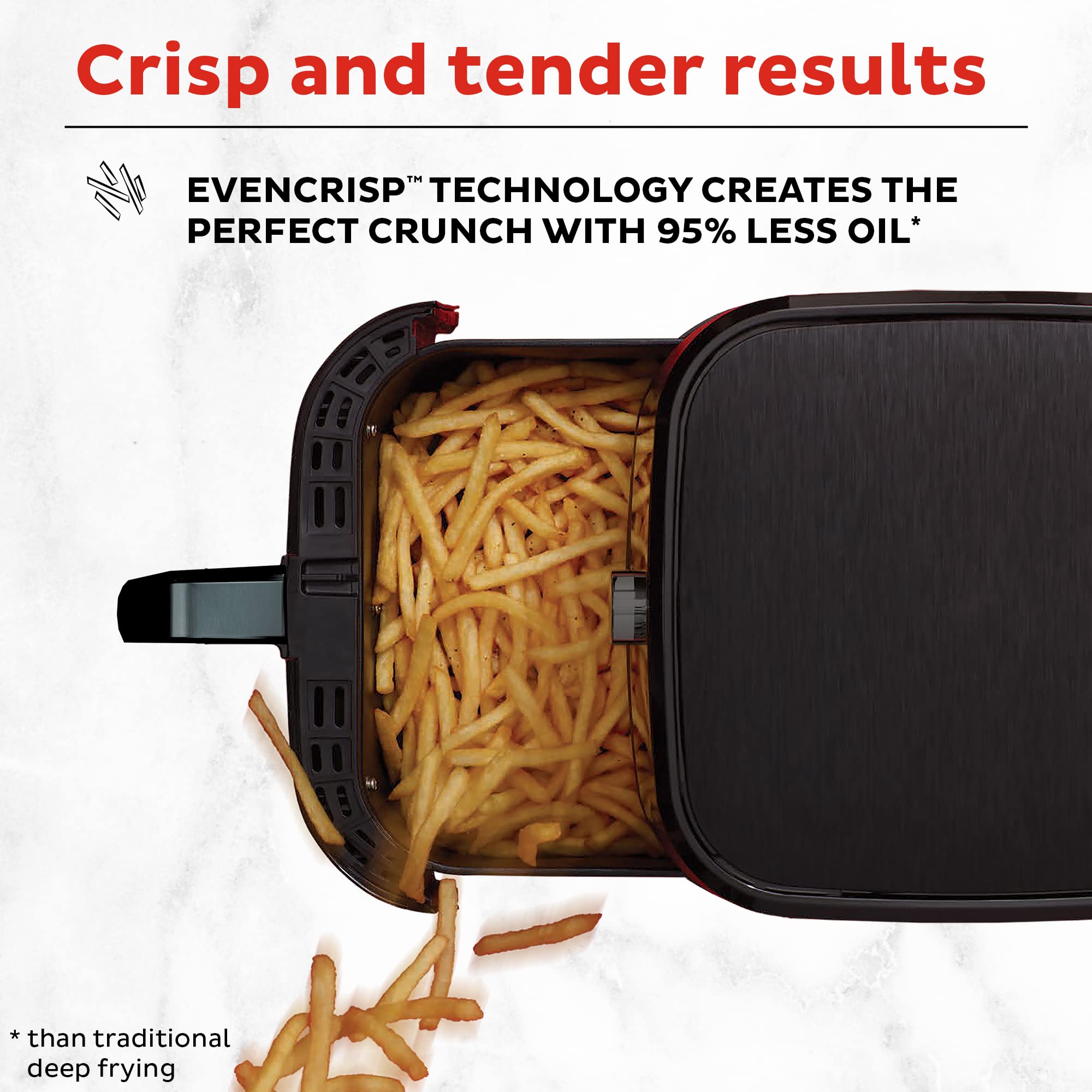 Freidora de aire Instant Pot Vortex 5.7QT con accesorios, programas de cocción inteligentes personalizados, funciones 4 en 1 que fríen, asan, hornean y recalientan, más de 100 recetas en la aplicación, de los creadores de Instant Pot, negra