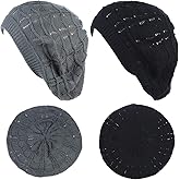 BYOS Chic Soft Knit Airy Cutout Lightweight Slouchy Crochet Beret Beanie Hat