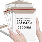 party greeting 200 Pcs 6 x 8 Inch Rigid Mailers Self Adhesive Stay Flat Rigid Envelopes Cardboard Mailers Mailing Envelopes for Protecting Shipping Photo CD Documents Gift Cards