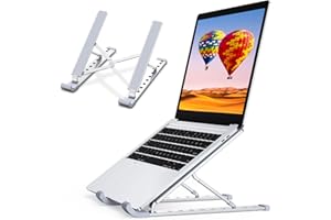 RIWUCT Laptop Stand for Desk, 9 Angles Adjustable Ergonomic Computer Stand with Detachable Phone Holder, Aluminum Cooling Portable Laptop Riser Holder Compatible with MacBook Pro Air Up to 15.6''