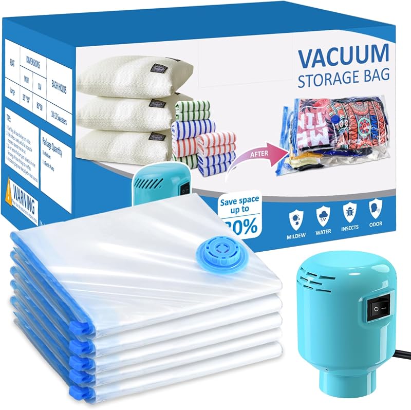 BAMCOO Vacuum Storage Bags 5 Pack with Electric Pump for Clothes