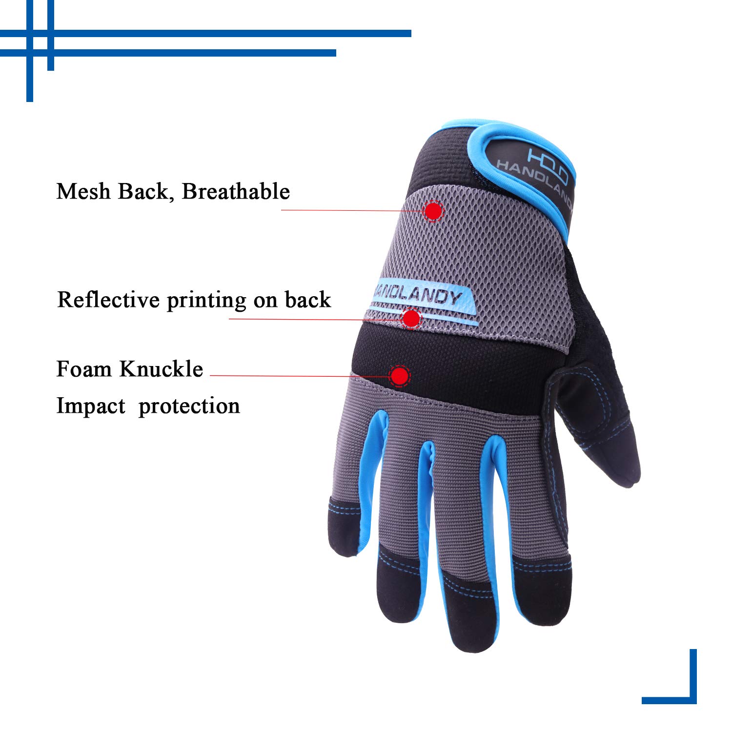 HLDD HANDLANDY UltraLight Safety Work Gloves, Mens & Women Multi-Functional Work Gloves with Extensive Palm Protection - Image 3