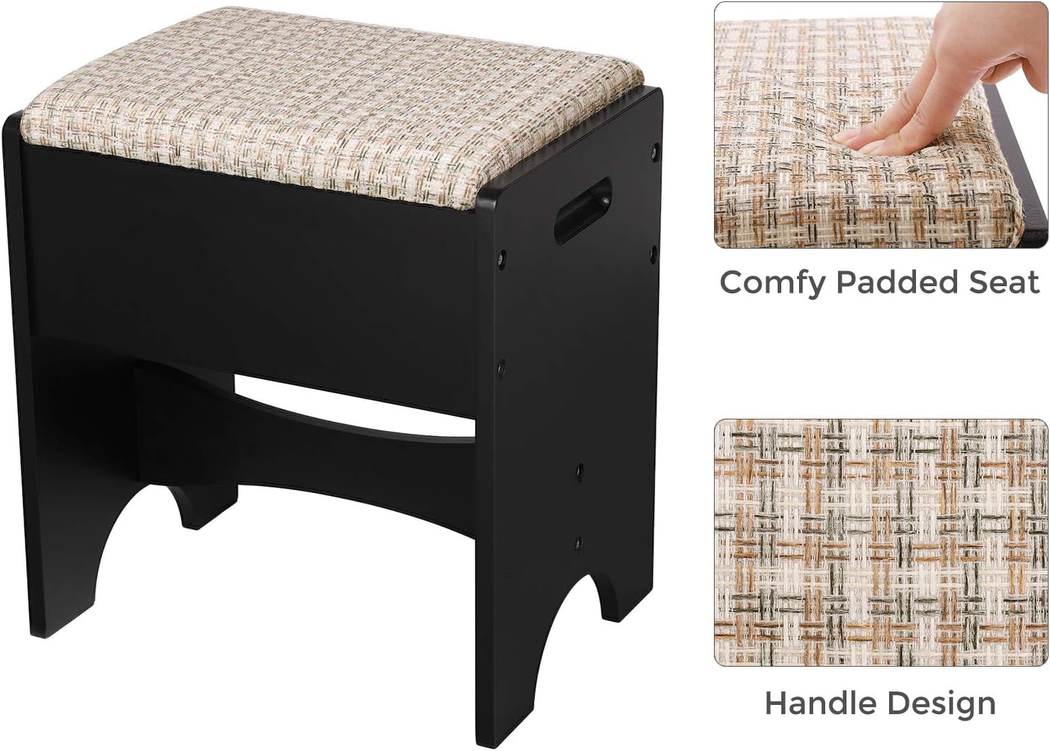 VASAGLE Vanity Set with Flip Top Mirror Makeup Dressing Table Writing Desk with 2 Drawers Cushioned Stool 3 Removable Organizers Easy Assembly, Black: Home & Kitchen