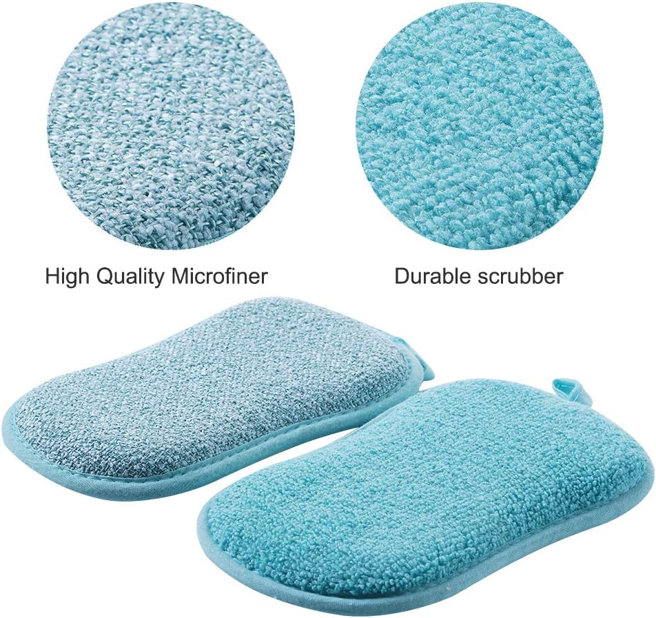 12 Pack Durable Scrub Scouring Sponge , Non-Scratch Microfiber Sponge Along with Heavy Duty Scouring Power , Effortless Cleaning of Dishes, Pots and Pans All at Once (Six Colors): Kitchen & Dining