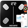 INEVIFIT Smart Body Fat Scale, Highly Accurate Bluetooth Digital Bathroom Body Composition Analyzer, Measures Weight, Body Fat, Water, Muscle, Visceral Fat & Bone Mass for Unlimited Users (Eco-Blk)